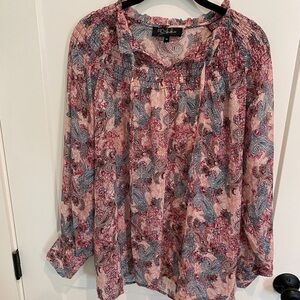 Gorgeous RD Kokio Sheer Pink Blouse Top Sz XL